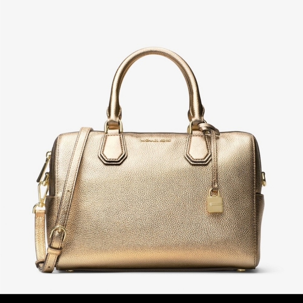 Michael Kors Mercer Pale Gold Duffle Leather Bag